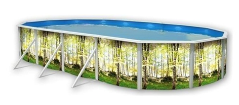Piscina decorada bosque